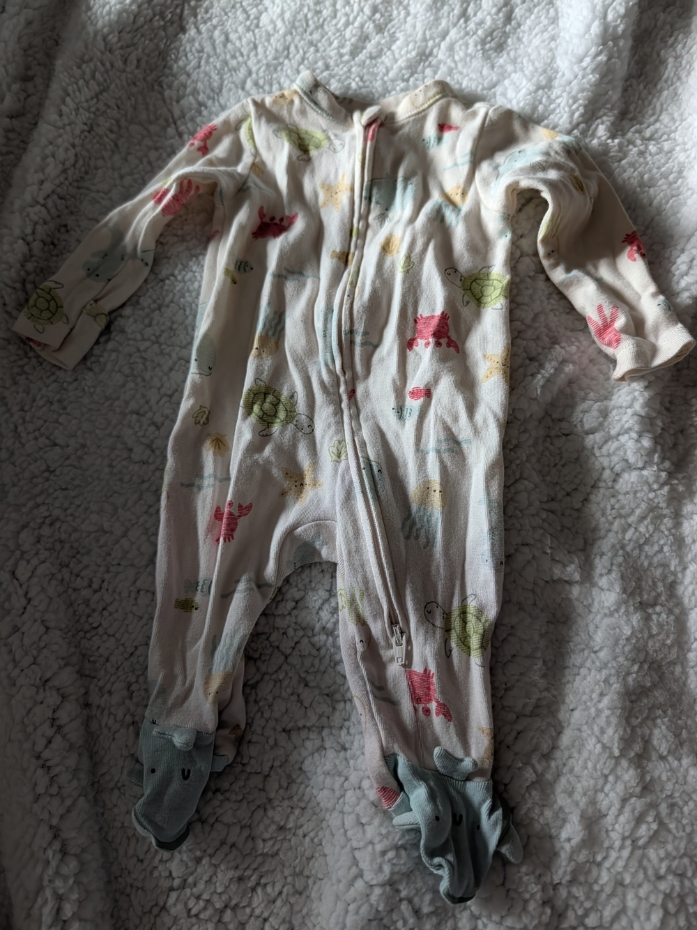 Old Navy Cream Footed One-Piece with Colorful Sea Creature Prints
